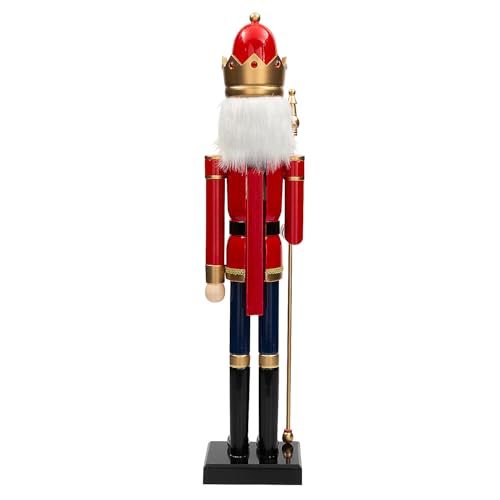 Fun Express 3 Ft. Large Classic Green Wooden Holiday Nutcracker with Scepter, Festive Christmas Decoration
