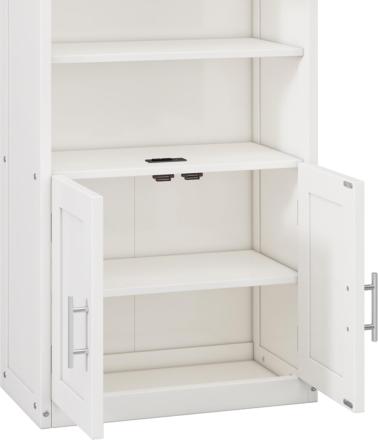Merax Queen Size Murphy Bed with 2 Side Cabinet Storage Shelves Cabinet Folding Wall Bed with Desk Combo for Guest Room,Study,Office,White