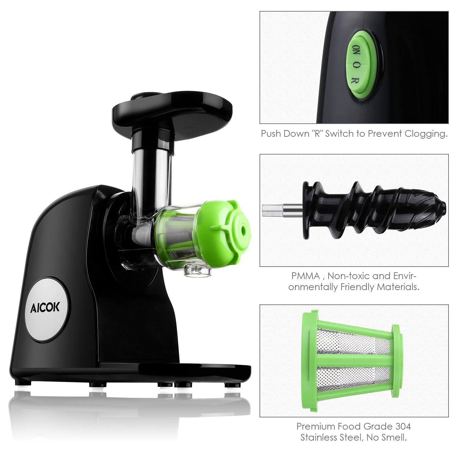 Aicok Slow Masticating Juicer Extractor, Cold Press Juicer, Quiet