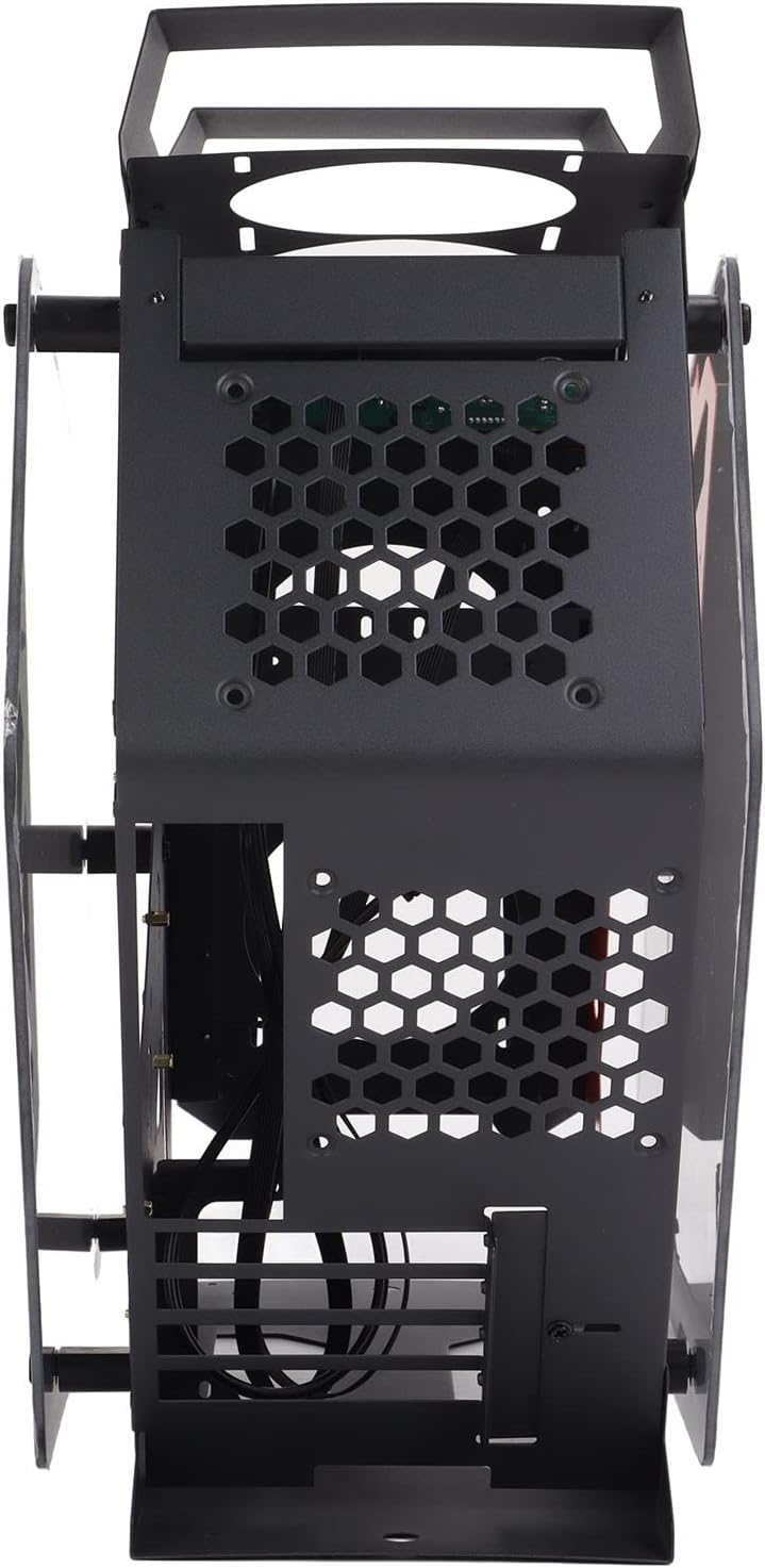 M-ATX PC Case Desktop Chassis, PC Gaming Case, Computer Case with Tempered Glass Transparent Design, Water Cooled ATX Case for Office Home, Support 1x3.5HDD,1x2.5SSD