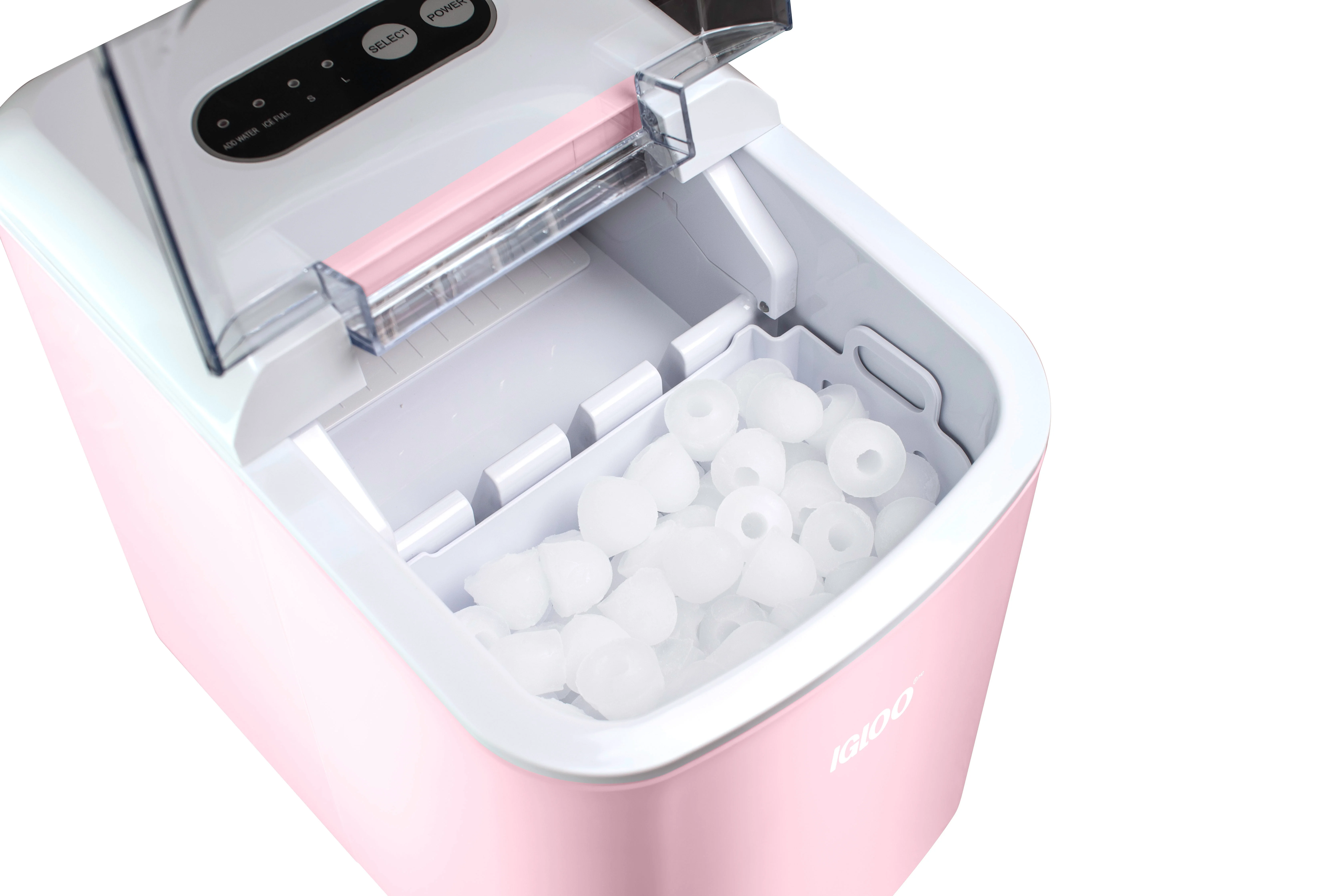 Igloo IGLICEB26HNPK 26-Pound Automatic Self-Cleaning Portable Countertop Ice Maker Machine With Handle, Pink