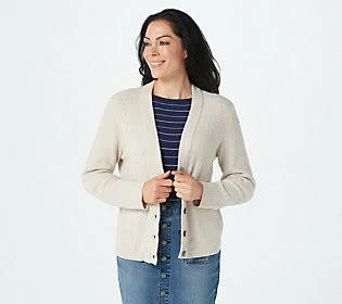Barefoot Dreams CozyChic Lite Ribbed Button Front Cardi, Size 1X, Bisque