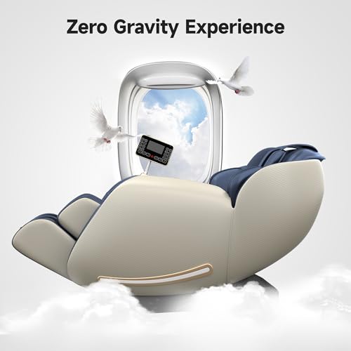 Real Relax Massage Chair Favor-06, Full Body Zero Gravity SL-Track Shiatsu Massage Recliner Chair with APP Control, Brown