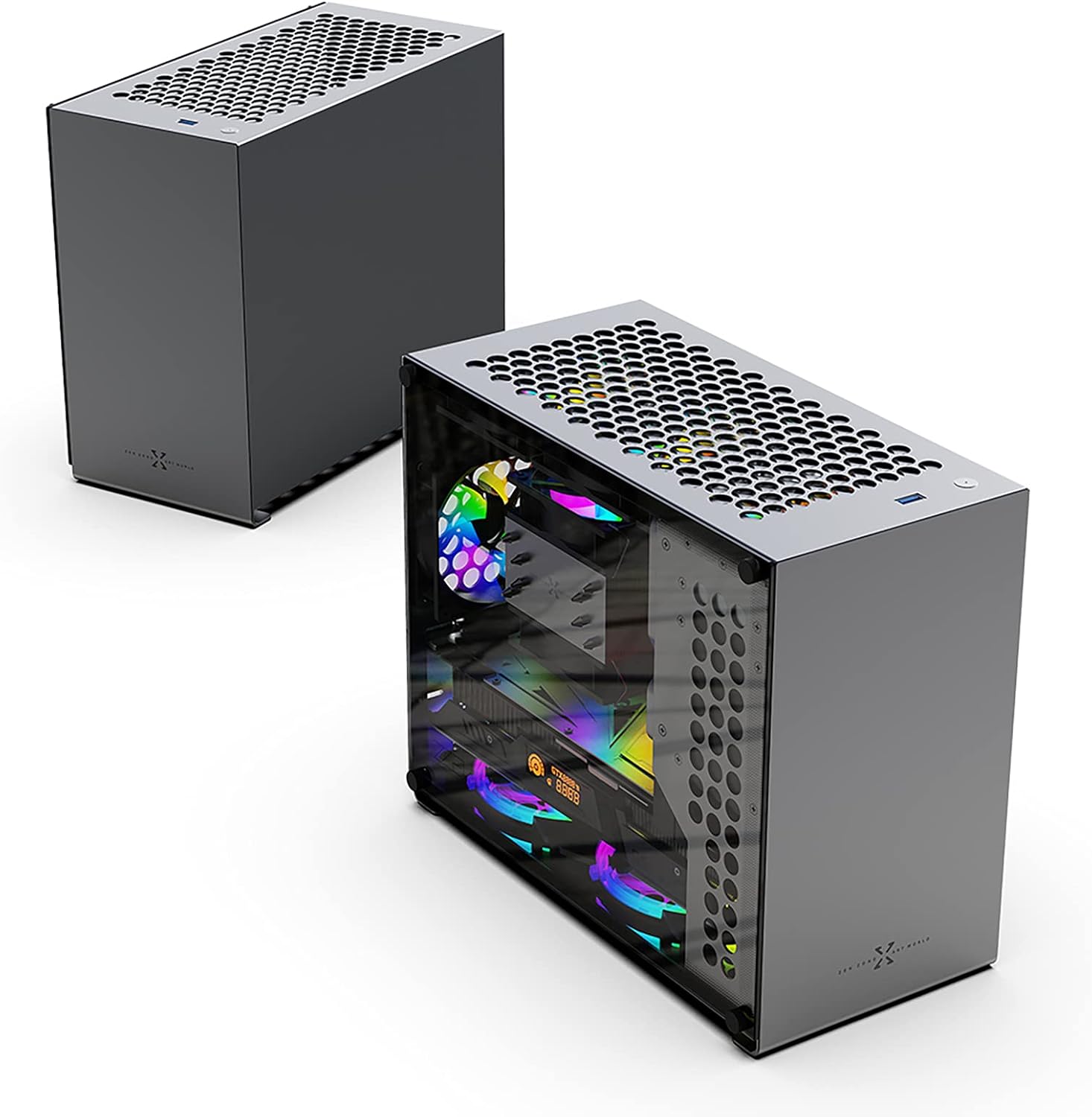 Micro ATX Case Aluminum B3, Computer Case MATX, PC Case Dark Gray Color with Tempered Glass for Gaming Office Personal Home DIY