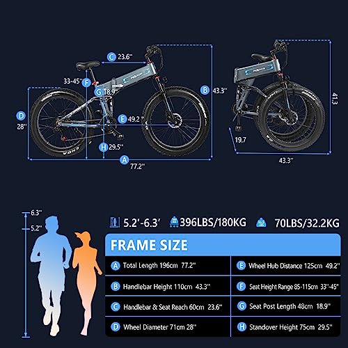 PEXMOR Electric Bike for Adults, 750W(Peak 1000W) 30MPH | Full Suspension Mountain Ebike, 60+ Miles 48V 12AH Removable Battery, 26 Fat Tire Foldable Commuter Electric Bicycle 21 Speed, UL2849