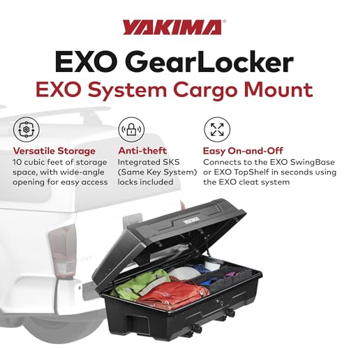 Yakima EXO GearLocker Car Cargo Carrier, Hard Top Shell Box for EXO SwingBase System, Black - Heavy-Duty Vehicle Storage Accessories for Travel and Camping