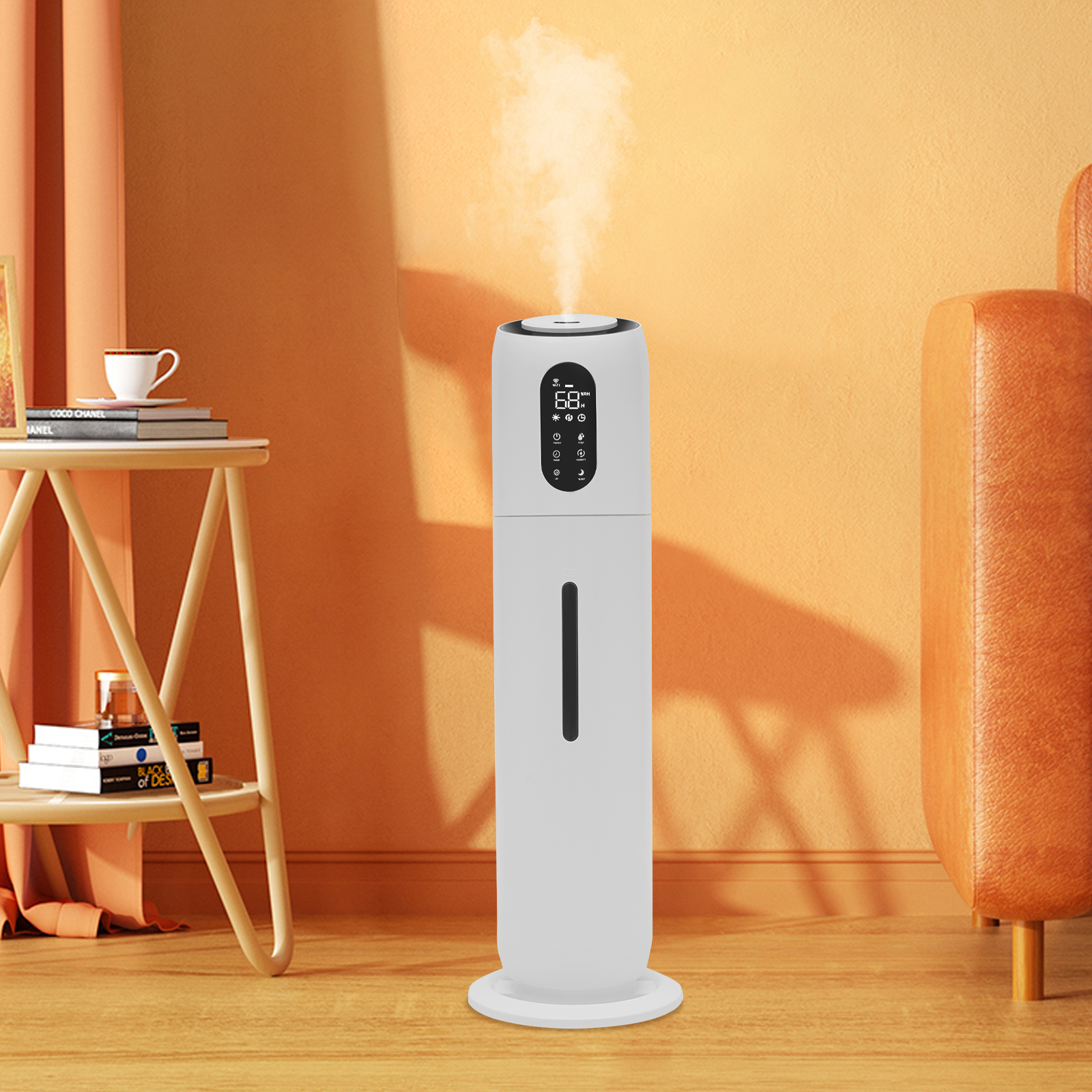 Whole House Humidifiers Large Room, 9L Top Fill Cool Mist Ultrasonic Humidifiers Quiet Remote Control Floor Humidifiers with Auto Shut-Off, Aroma Box White