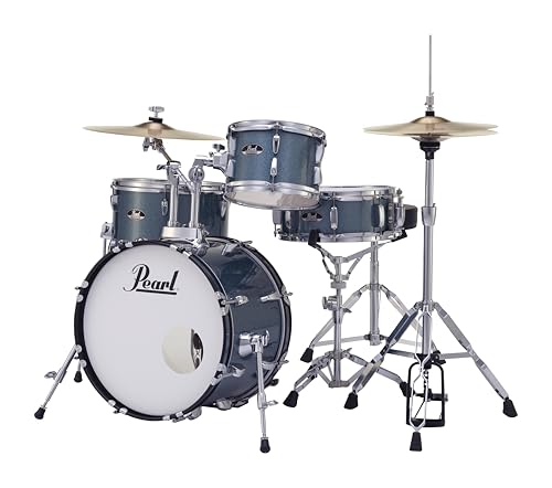 Pearl Roadshow Drum Set 4-Piece Complete Kit with Cymbals and Stands, Charcoal Metallic (RS584C/C706)