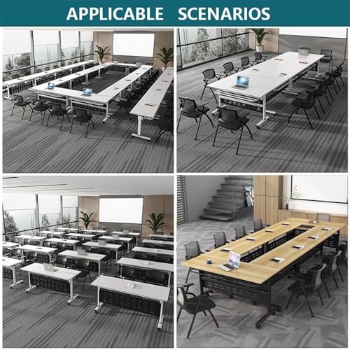 Folding Conference Room Tables with Silent Wheels| Foldable Flip Top Office Meeting Table| Mobile Seminars Dynamic Meetings Training Tables for Offices, Classrooms, Meeting Room(White,47x16x30in)