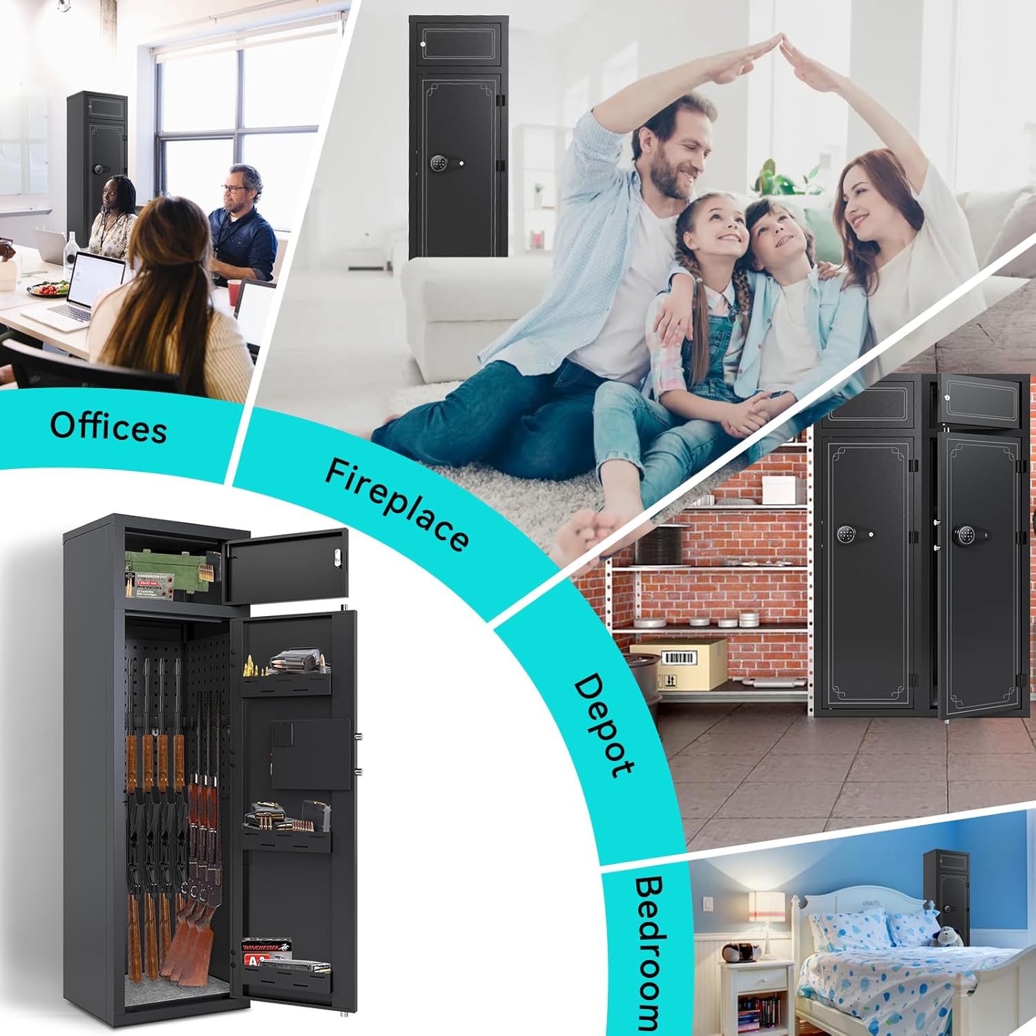 KAER 10-12 Gun Safe,Gun Safes & cabinets,Gun Safes for Home Rifles and Pistols, Gun Safes for Home Rifle and Pistols, Quick Access Gun Safes for Rifles and Shotguns with Keypad,Silent Mode