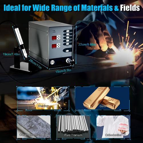 Jewelry Spot Welder Machine, 110V Portable Pulse Sparkle Spot Welder, 600W 80A Electric Spot Welder with Foot Pedal, Adjustable Permanent Jewelry Welder Kit for Rapid Welding of Gold Silver Iron