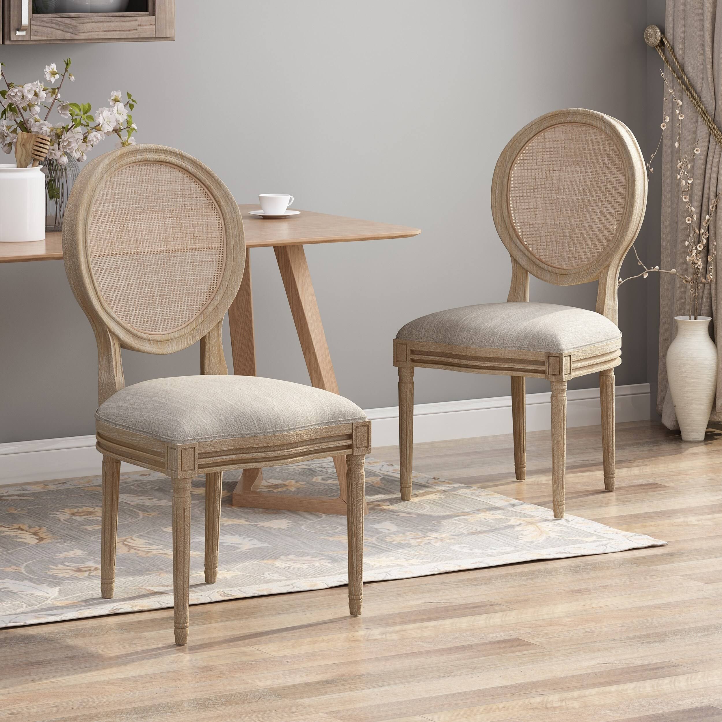 Christopher Knight Home Epworth Wooden Dining Chair with Wicker and Fabric Seating (Set of 2) by, Size: Light Blue, Natural