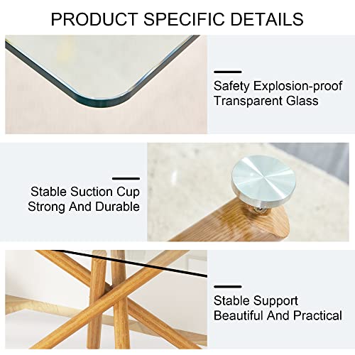 71 Inch Glass Dining Table for 6-8 with Golden Chrome Metal Legs, Tempered Glass Top Dining Table, Rectangular Modern Dining Table for Kitchen, Dining Room, Living Room (Golden + Glass)
