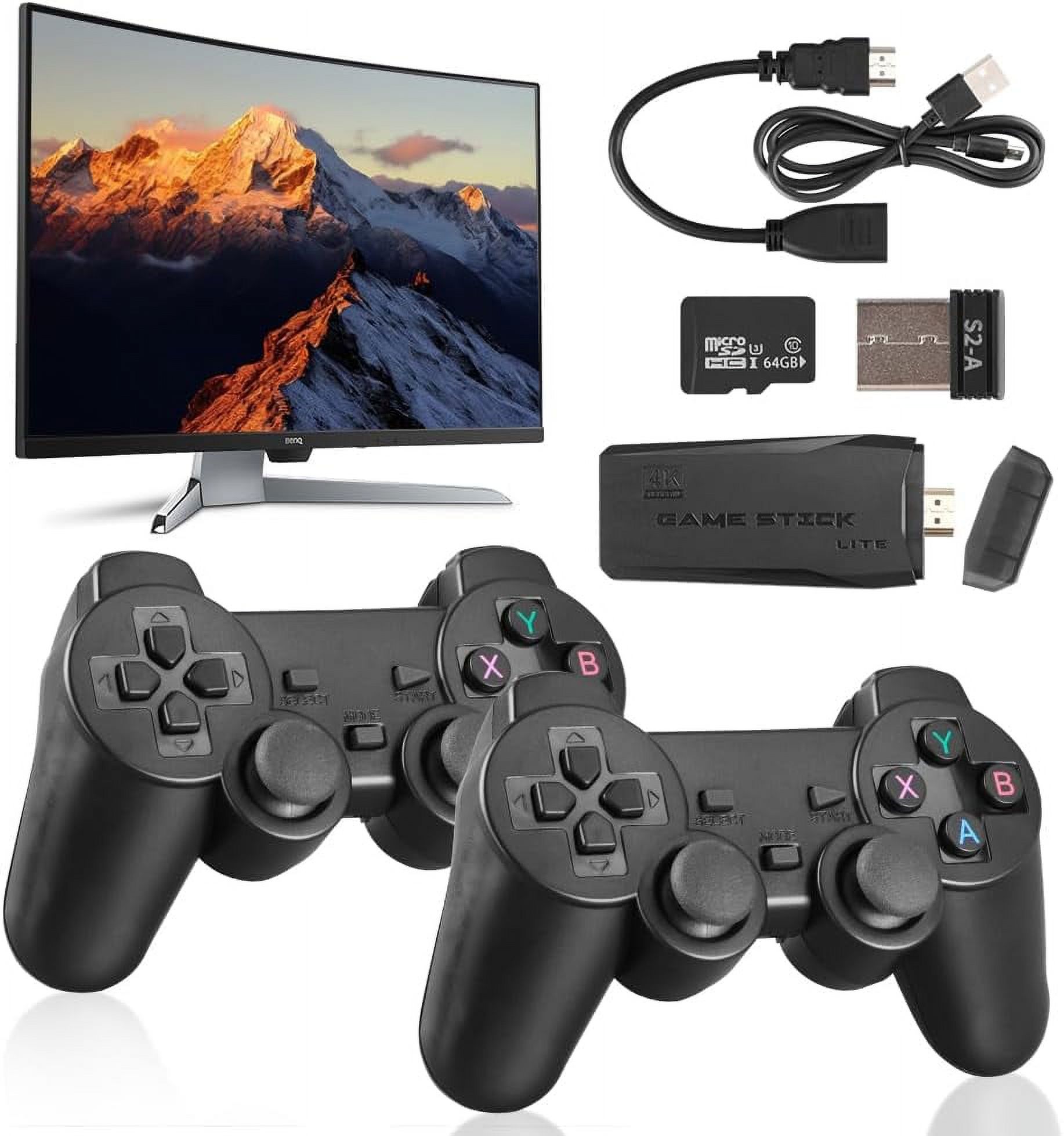 Retro Game Console, Plug and Play Video Game Stick, Nostalgia Stick Game, Wireless Retro Play Game Stick Built in 20000+ Games,4K HDMI Output,9 Classic Emulators,with Dual 2.4G Wireless Controlle