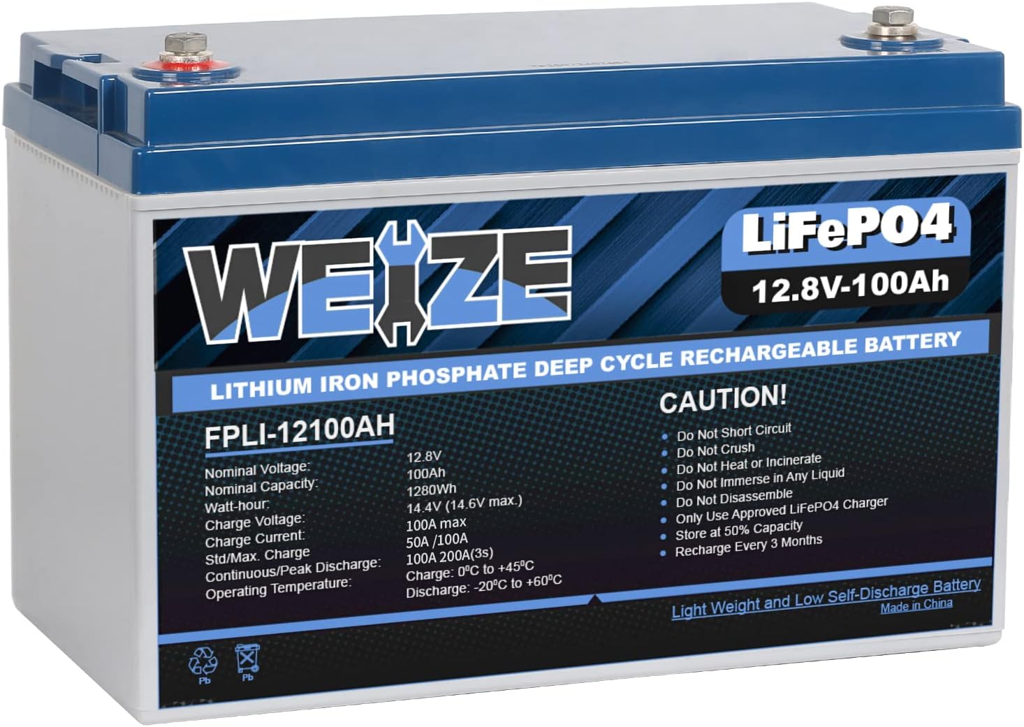 Weize 12V 200Ah LiFePO4 Lithium Battery, Up to 8000 Cycles, Built-in Smart BMS, Perfect for RV, Solar, Marine, Overland/Van, and Off Grid Applications