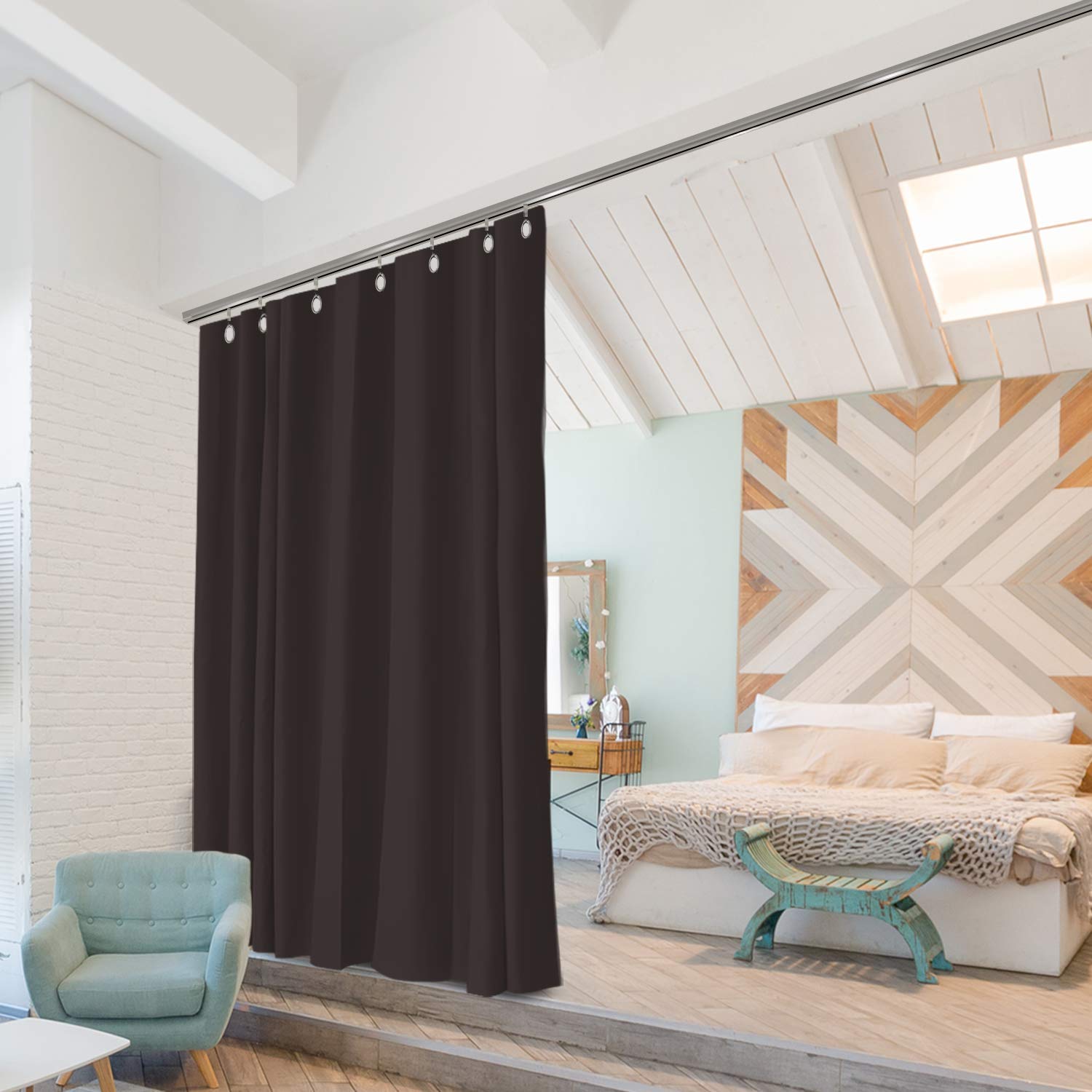 Room/Dividers/Now Ceiling Track Room Divider Kit - X-Large A, 8ft Tall x 9ft - 12ft Wide (Dark Chocolate)