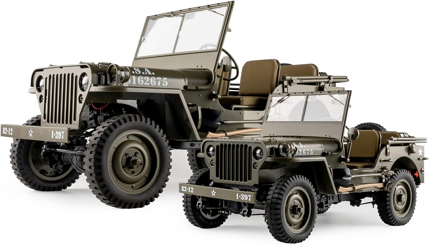 RocHobby 1/12 1941 MB Scaler RC Jeep, 4x4 Hobby Grade RTR RC Car Mini RC Rock Crawler Military, 2.4Ghz RC Truck with 180 Brushed Motor, LED Lights, Battery and USB Charger for Adults