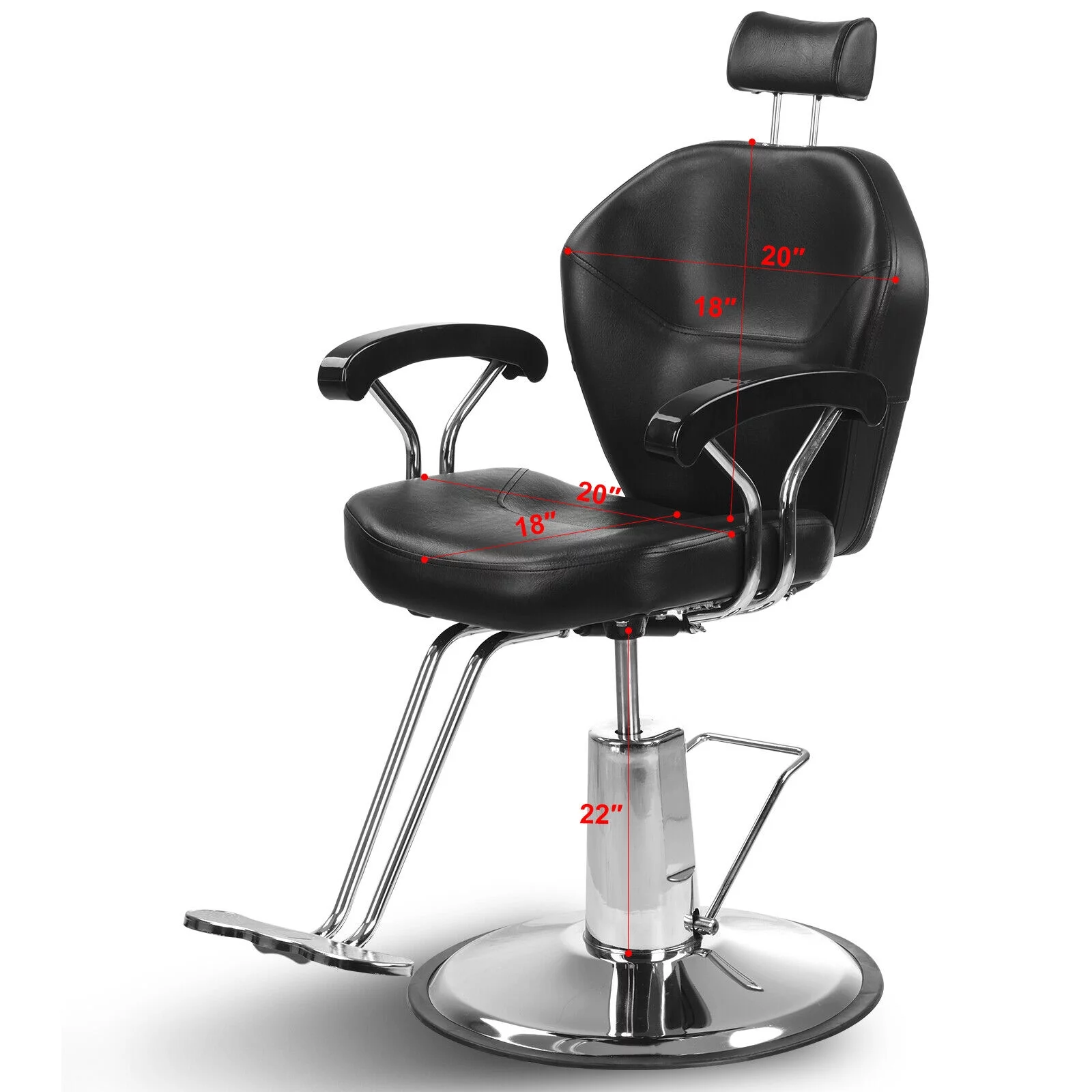Artist hand Black All Purpose Hydraulic Barber Chair Reclining Hair Stylist Salon Equipment for Barbershop