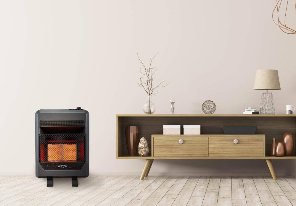 Bluegrass Living Natural GAS Vent Free Infrared GAS Space Heater with Blower and Base Feet - 20,000 BTU, Black
