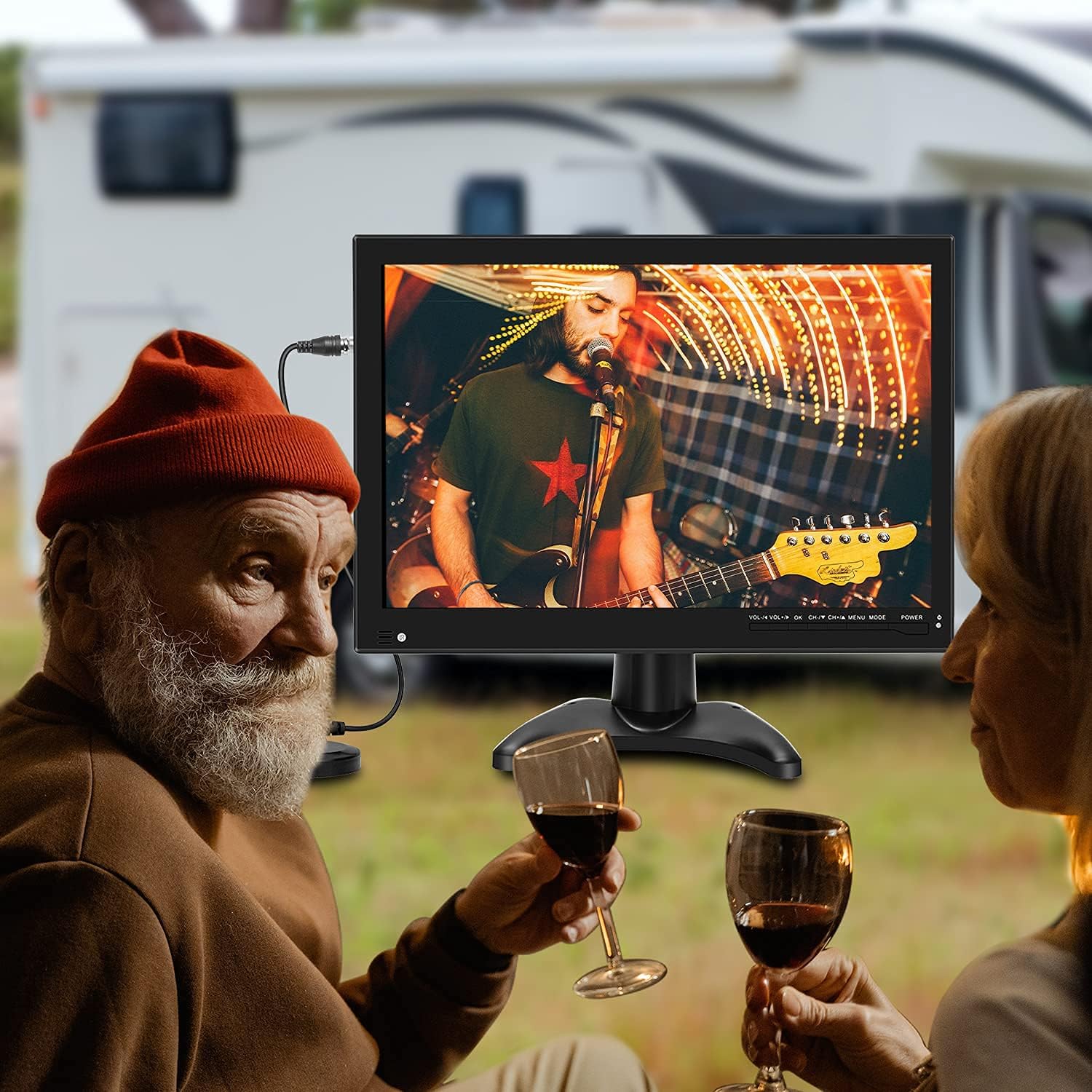 14inch Rechargeable Battery TV,Portable TV Built-in Digital Tuner ATSC,Support Camping,car,Travel with USB,FM Radio,AV Video Input,HDMI Input Port,Remote Control