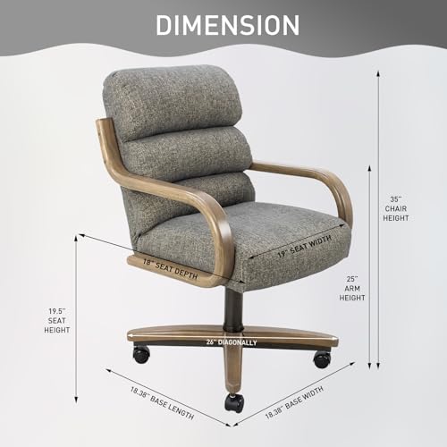 Chromcraft 2 Set of Caster Swivel Tilt Dinning Chairs, Ultra Comfort Kitchen Chairs Casual Wooden Cap with Metal Frame Chairs Rolling Chair on Wheels for Kitchen(Santa Rosa Linen)