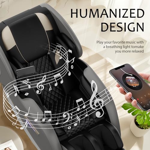 Massage Chair Full Body, Zero Gravity Massage Chair with Auto Modes, Airbag Massage, 6 Fix Point Rollers, Foot Massage, Heating, Touch Screen Controller, Gray Home Relaxation Recliner with Massage