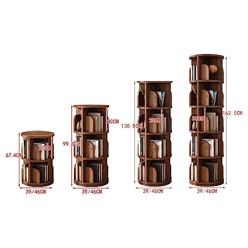 Rotating Bookshelf Large-Capacity Bookshelf 360° Rotating Bookshelf Simple Rack Bookcase with Baffle Design Layered Storage Bookcase (Walnut 46 * 99cm)