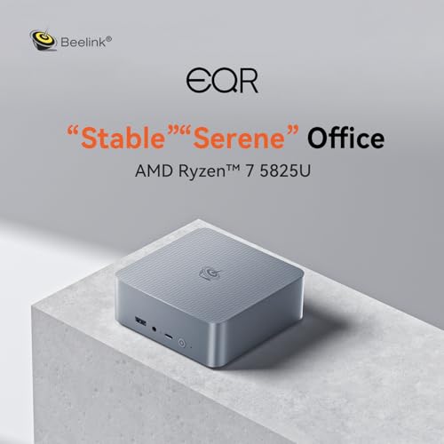 Beelink Mini PC EQR5 5825U AMD Ryzen 7 Processor(8C/16T, up to 4.5GHz), Micro Computer 16GB DDR4 500GB SSD Built-in PSU, Mini Computers Dual HDMI/4K 60Hz/WiFi6/BT5.2 Home/Office/HTPC