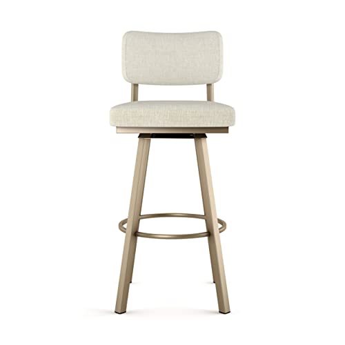 Amisco Alek 30.75 in. Swivel Bar Stool - Shiny Charcoal Grey PVC/Black Metal