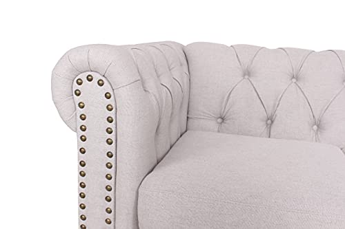 Chesterfield Sofa with Nail-Head for Living Room Office Sofa Set Modern Fabric Sofa Accent Tufted Chairs for Living Room