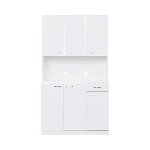 SHMAO 39" W Wardrobe Armoire Closet, Tall Freestanding Armoire Wardrobe Cabinet with Doors and Storage Shelves, Wood Closet Bedroom Clothes Organizer, Large Closet Storage Cabinet for Bedroom - White