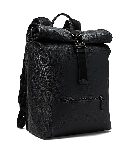 COACH Beck Roll Top Backpack in Pebble Leather, Black