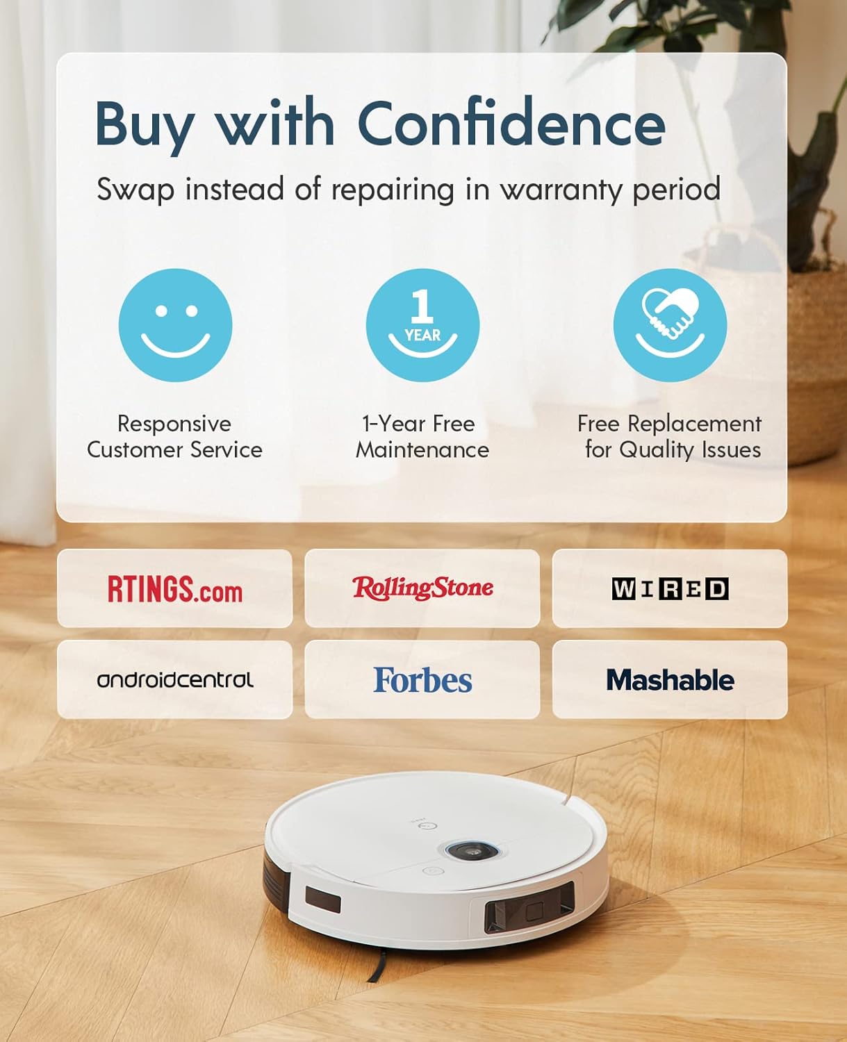 yeedi vac 2 pro Robot Vacuum and Mop Combo, 3000Pa Suction with ��Patented�� Oscillating Mopping, 3D Obstacle Avoidance, 240mins Runtime, Perfect for Carpet and Hard Floor Cleaning and Pets Family