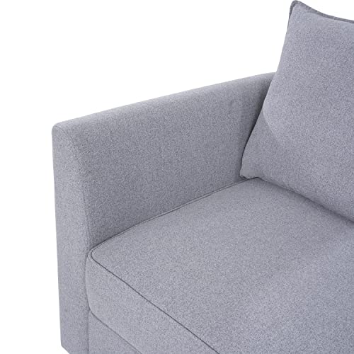 Naomi Home Elizabeth Modular Sofa Sectional Sleeper Couch with Ottoman Air Leather - 6-Seater Sofa with Storage Seat - Convertible Sectional Sofa Couch Bed for Living Room - Caramel