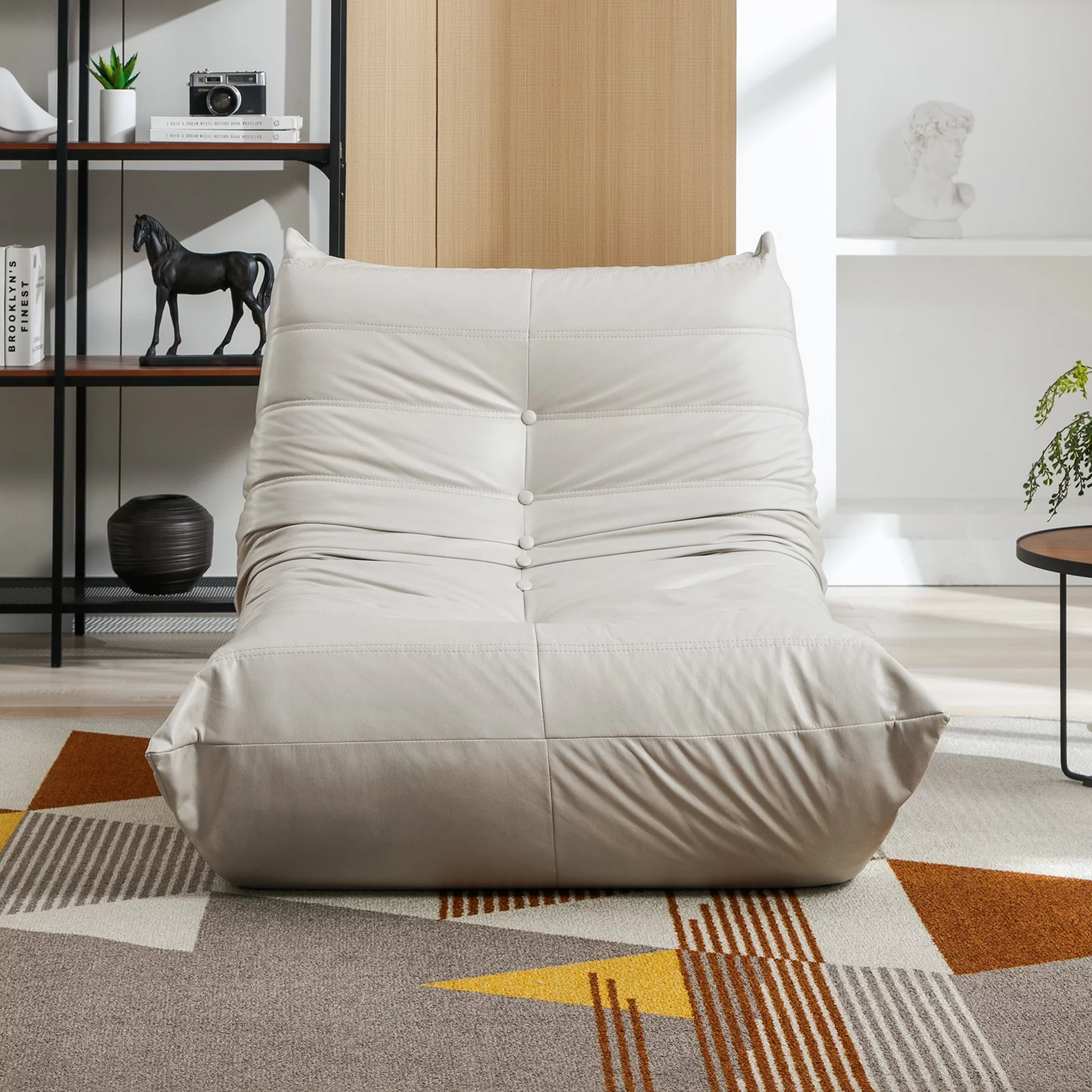 BALUS Lazy Floor Sofa, Memory Foam Lazy Sofa, Casual Armless sofa,Microfiber Leather Floor Sofa for Bedroom/Office/Living Room, Beige