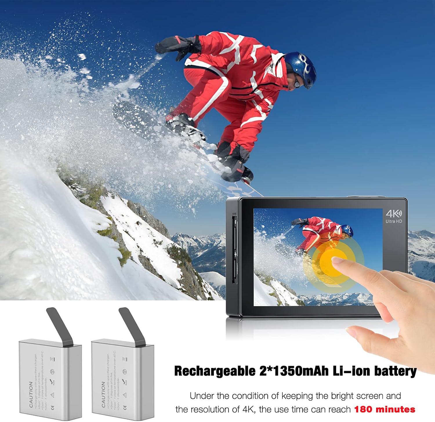 Action Camera 4K Sports Camera 20MP 40M Waterproof Underwater Camera 170°Wide Angle WiFi Ultra HD Camera with 2.4G Remote Control 2 Batteries with Mounting Accessories Kit [New Version]