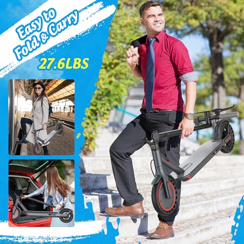Electric Scooter, 10" /8.5" Solid Tires, 500W/350W Motor,19/22Mph, 22/28/52 Miles Long Range, Folding E-Scooter with Dual Suspension and Braking System