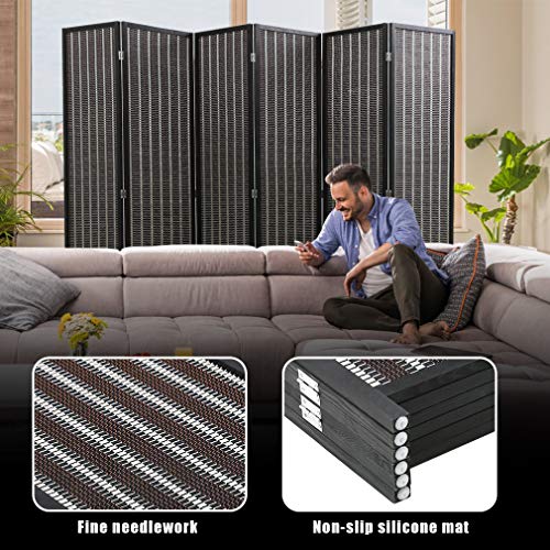 FDW Room Divider Bamboo Room Divider Wall Folding Privacy Wall Divider Wood Screen for Home Bedroom Living Room (6 Panel, Natural)