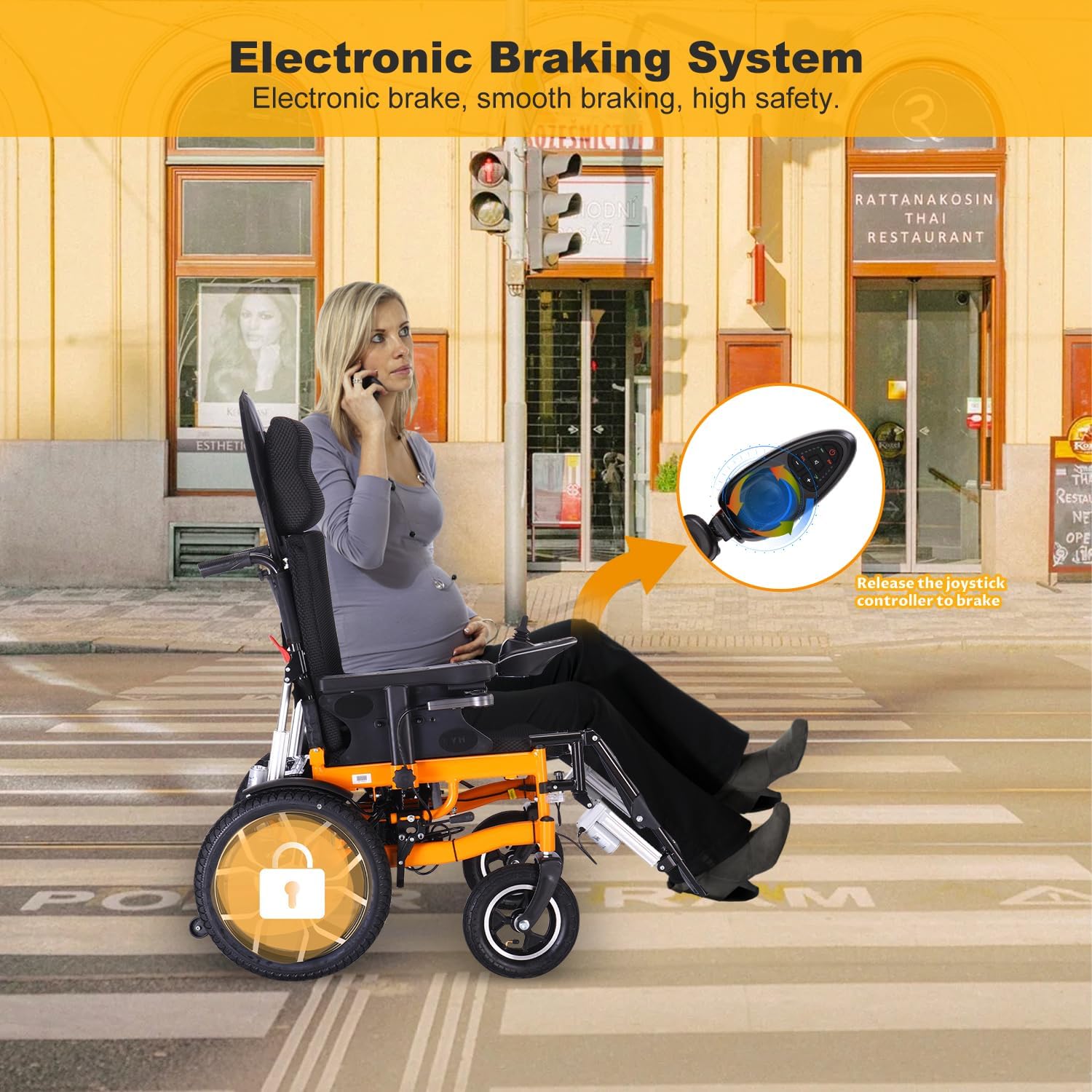 Reclining Electric Wheelchair for Adults Lightweight Foldable,20" Seat Width All Terrain Motorized Wheelchair for Seniors Portable,20 Miles Long Travel Range Power Wheelchair-Airline Approved