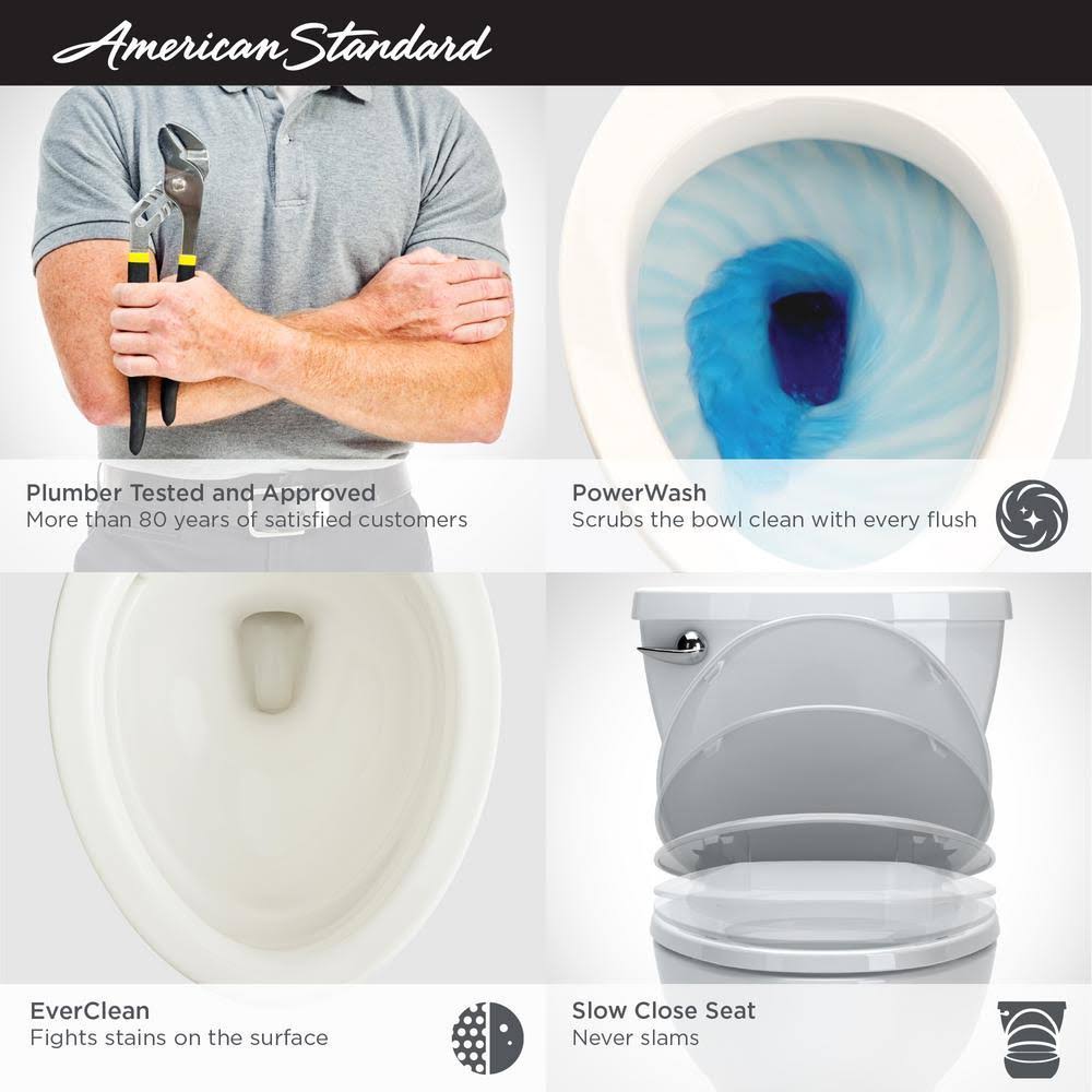 American Standard Cadet Ovation Tall Height 2-Piece 1.28 GPF High Efficiency Single Flush Elongated Toilet in White, Seat Includ