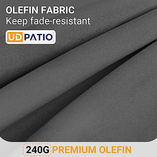 UDPATIO 8 Piece Aluminum Patio Furniture Set, Oversized Modern Outdoor Furniture Set with Olefin Fabric Cushion for Patio Deck Backyard, Dark Grey(with Waterproof Covers)