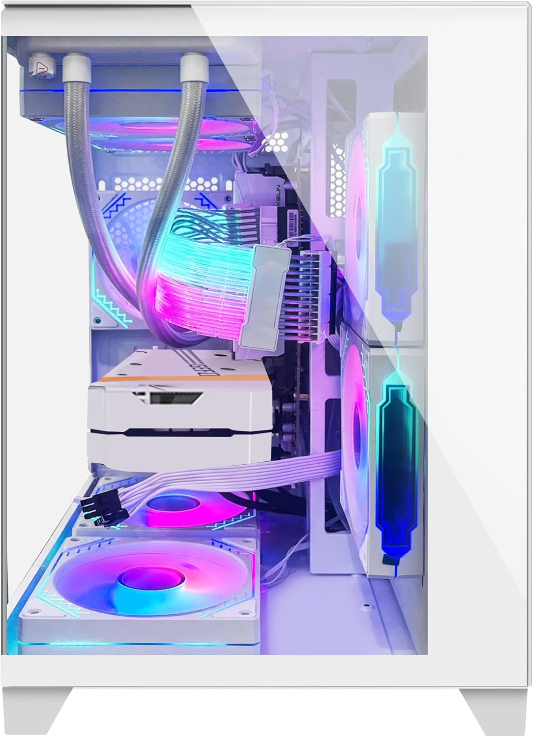 Gaming PC -AMD Ryzen 5 5600X 3.7 GHz-RTX 4060 8GB-16GB DDR4 RAM-1TB M.2 SSD-240 Liquid Cooler -WiFi &Bluetooth -RGB Fans-Windows 11 Pro Desktop Computer-White
