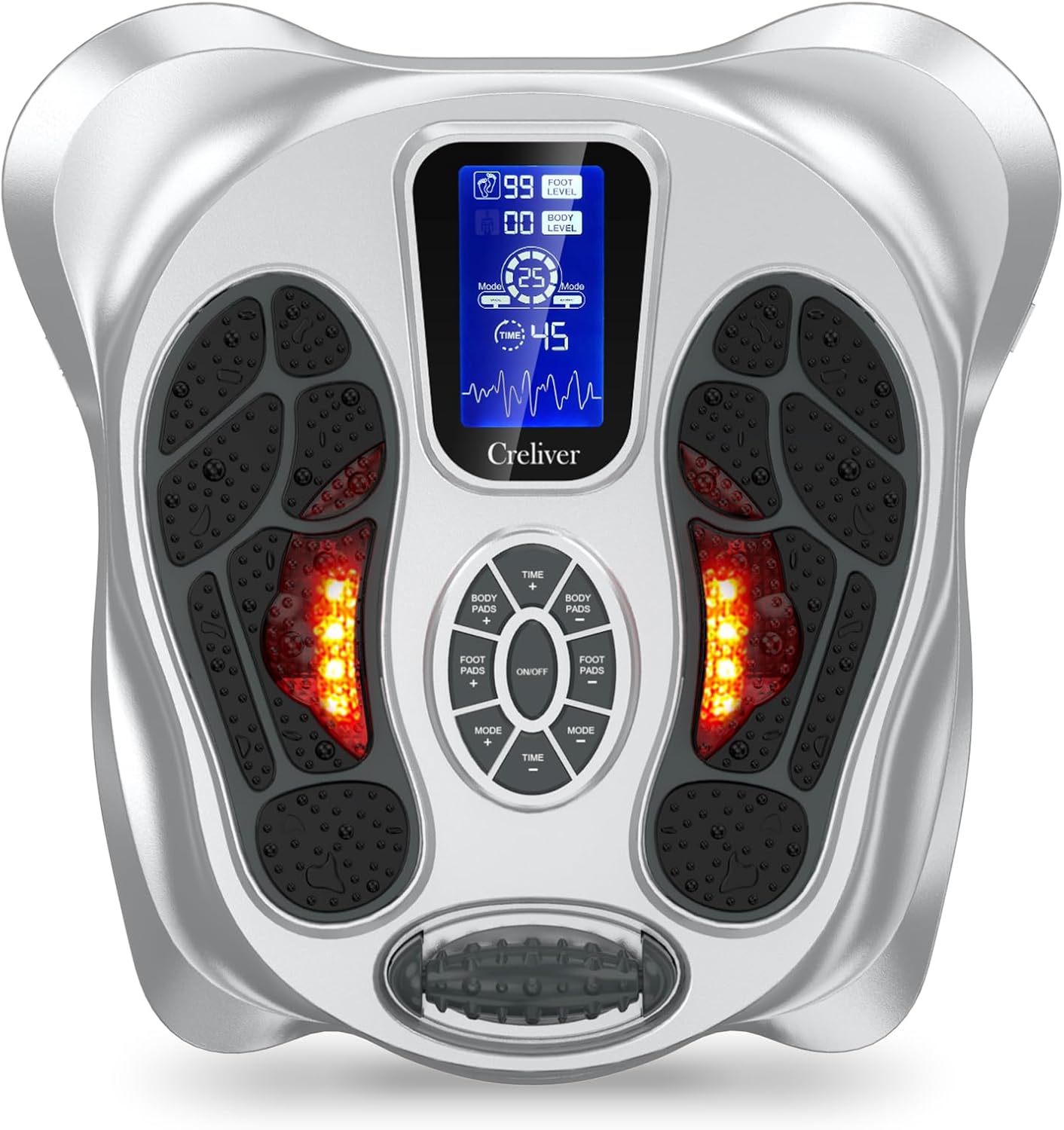 Creliver Foot Stimulator (FSA HSA Approved) with EMS TENS for Pain Relief and Circulation, EMS Foot Massager for Neuropathy, Electric Nerve Muscle Stimulator Machine with 8 Pads for Feet Legs