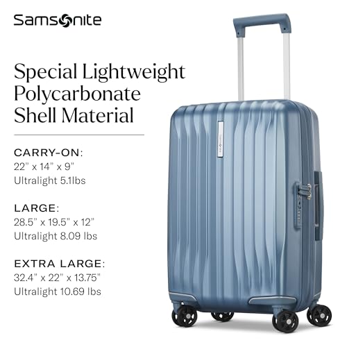Samsonite UpLIFT 19" Lightweight Hardside Carry-On Luggage with Spinner Wheels - Expandable - Airline-Approved, Polycarbonate Hard Suitcase for Ultra Lightweight Travel - Silver Shimmer