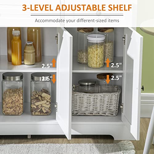 , Sideboard, Cabinet, Modern Kitchen Cabinet with 2 Drawers and Adjustable Shelves, Coffee Bar Cabinet, White Servers, Sideboards & Buffets