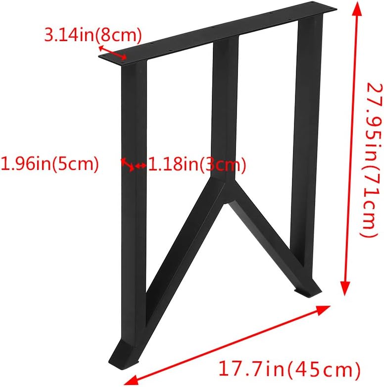 Metal Table Legs Cast Iron Dining Table Legs,28” Height 35” Wide Industrial Bench Legs Black Desk Legs,Rustic Heavy Duty DIY Furniture Legs,Square Tube Coffee Table Legs 2 PCS