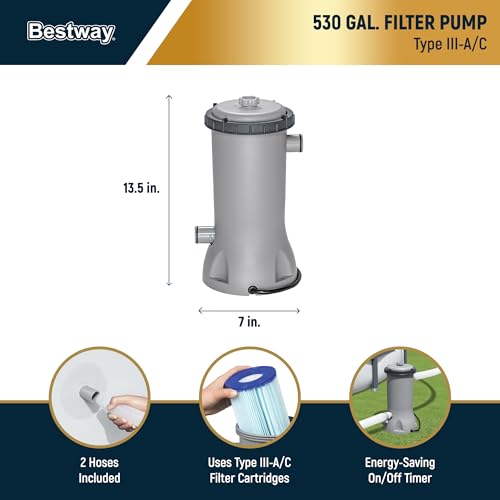 Bestway Power Steel 14’ x 42” Round Above Ground Outdoor Backyard Swimming Pool Set with 1,000 GPH Filter Pump, Ladder, and Pool Cover