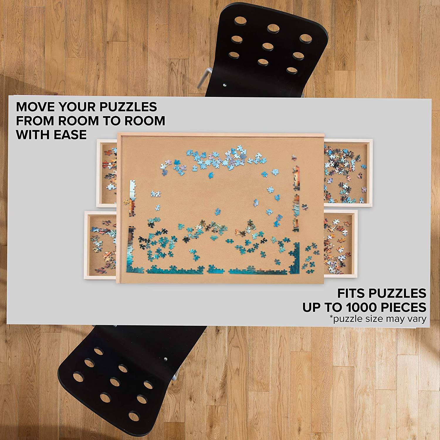 Skymall 1000 Piece Puzzle Board | Premium Wooden Jigsaw Puzzle Table with 4 Magnetic Removable Storage u0026 Sorting Drawers | 2