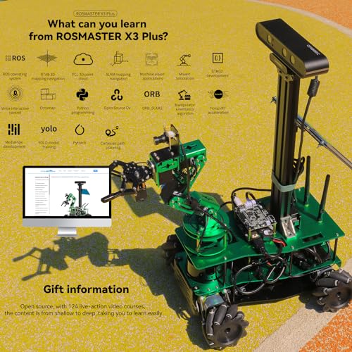Yahboom ROS Robotic Kit for Jetson Orin Nano 16GB with 6DOF Robot Arm Mecanum Wheel Chassis AI Speech Recognition Automatic Navigation 3D Mapping Project Research for Adults College Students