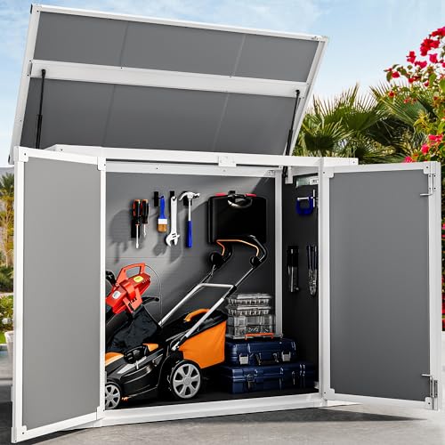 DWVO 5x3 FT Outdoor Storage Shed with Reinforced Floor, All-Weather Resin Storage Shed with Lockable Door & Window, Waterproof Plastic Tool Storage for Garden, Backyard, Patio, Lawn